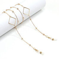 Gold-colored metal non-slip chain, with beads and geometric, for glasses and masks GL1024-1