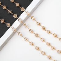 Metal non-slip gold chain, with crystal bead, for glasses and masks GA088