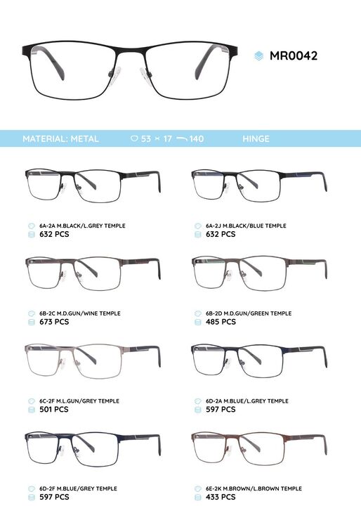 Металлическая оправа с дужками из материала TR-90 MR0042