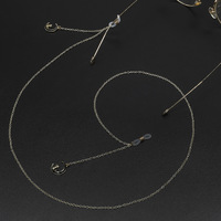 Gold-colored metal non-slip chain, with pendant moon and cat, for glasses and masks GL737