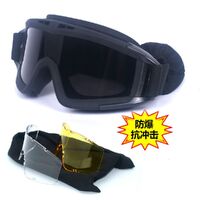 Safety shockproof tactical fog-proof with sponge goggles, set with 3 and 5 lens, 蝗虫大集合-DX