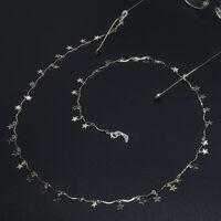Gold-colored metal non-slip chain, with copper stars, for glasses and masks GL521