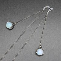 Metal non-slip silver chain, with opal pendant, for glasses and masks GS022