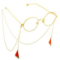 Gold-colored metal non-slip chain, with pendant watermelon, for glasses and masks GL546
