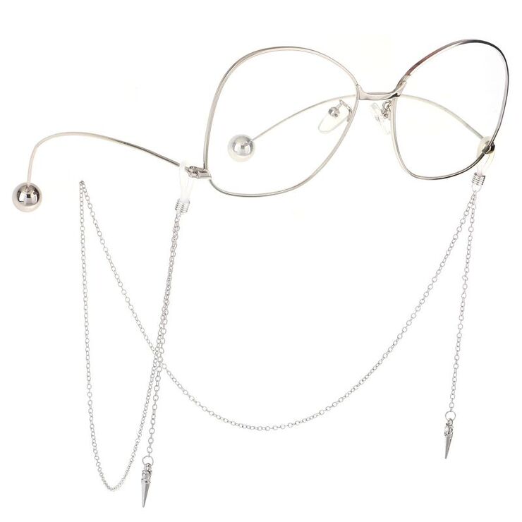 Metal non-slip chain, with rhinestone pendant, for glasses and masks GL453