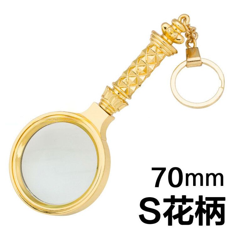 Magnifier, magnifying glass with handle S花柄70-XX, diameter: 70 mm, magnification: 8X