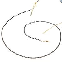 Металлическая нескользящая цепочка черного цвета, с черными кристаллами, для очков и масок GL101