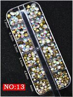 Set of rhinestones with a flat bottom for decorating frames and glasses, 13 types (price per package, minimum order - 3 packs)