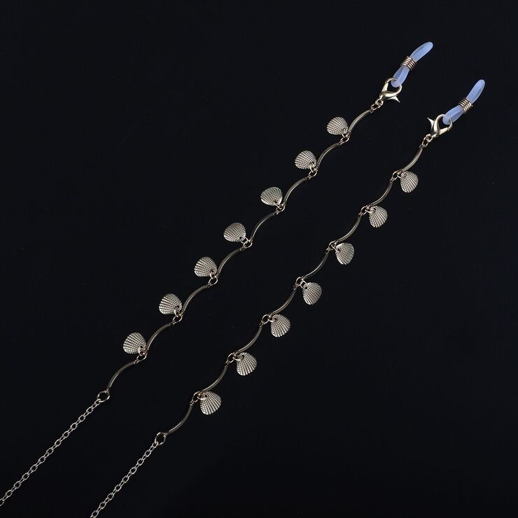 Gold-colored metal non-slip chain, with gold shell, for glasses and masks GL741