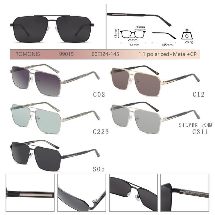 Polarized metal + CP plastic sunglasses for men Romonis R99015-R