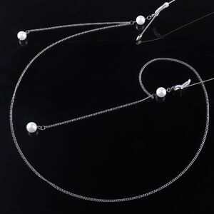 Metal non-slip chain, with pearl, for glasses and masks GL169