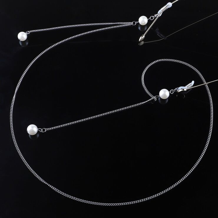 Metal non-slip chain, with pearl, for glasses and masks GL169