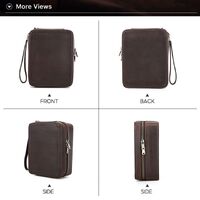 Сумка-барсетка-чехол из натуральной кожи для очков и девайсов с ремешком и молнией CF1202