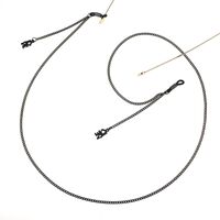 Black-colored metal non-slip chain, with pendant  Love, for glasses and masks GL781