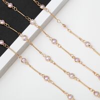 Gold-colored metal non-slip chain, with pearl, for glasses and masks GA091