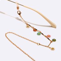 Gold-colored metal non-slip chain, with colorful small daisy, for glasses and masks GL1585
