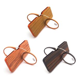 Plastic reading pince-nez glasses with case 6009-木纹, diopters from +1.00 to +3.50, RMC=62-64