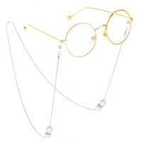 Silver-colored metal non-slip chain, with pearl, for glasses and masks GL288