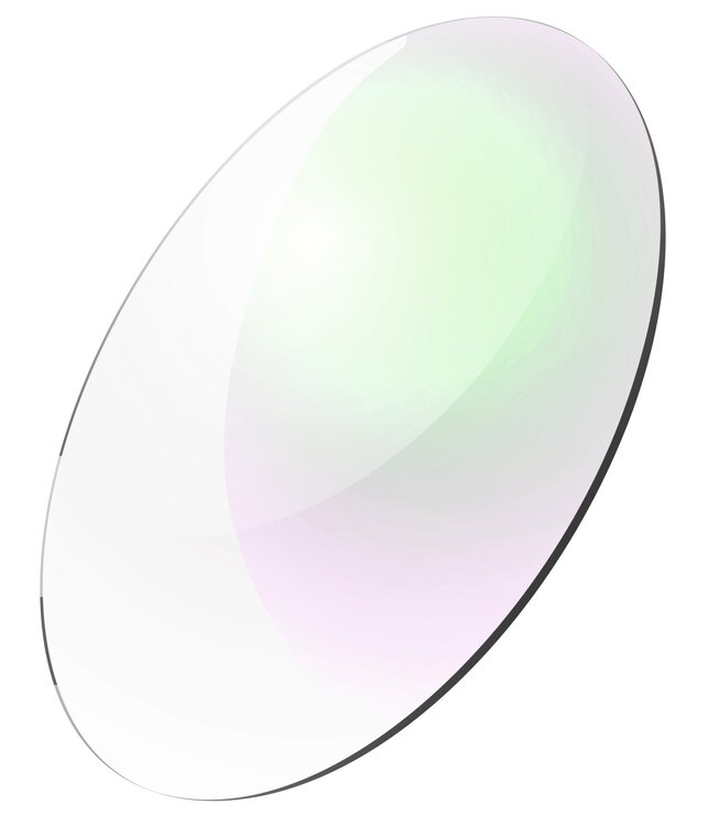 Тонкие линзы 1.61 Blue Cut, Ø65/70/75 мм, защита от синего света, с зелёным бликом (цена за пару!) материал акрил