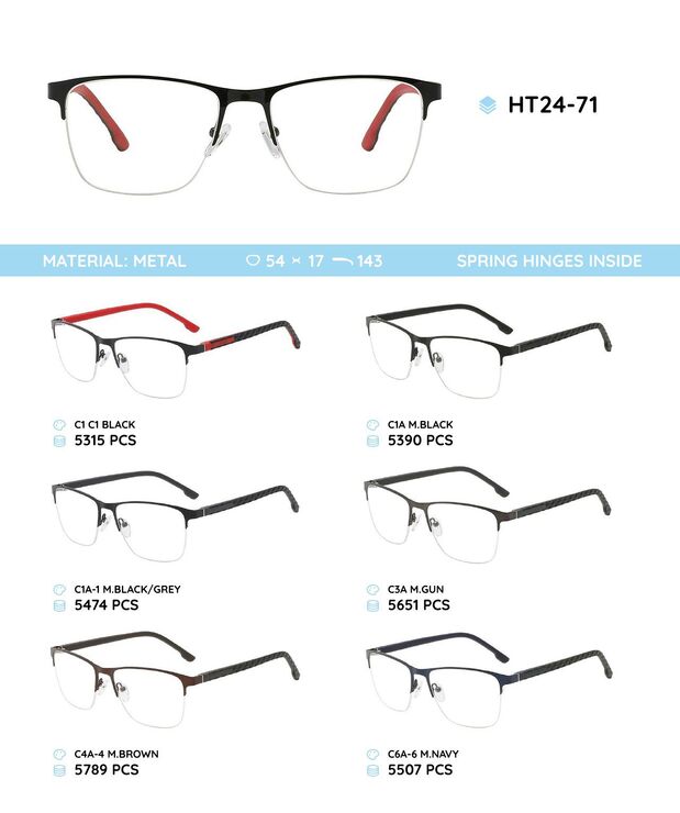 Metal frame with temples made of TR-90 material HT24-71