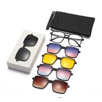 TR90/PC plastic frame + 5 polarized sun protection magnet clip-on set + leather bag El Dorado EL9506