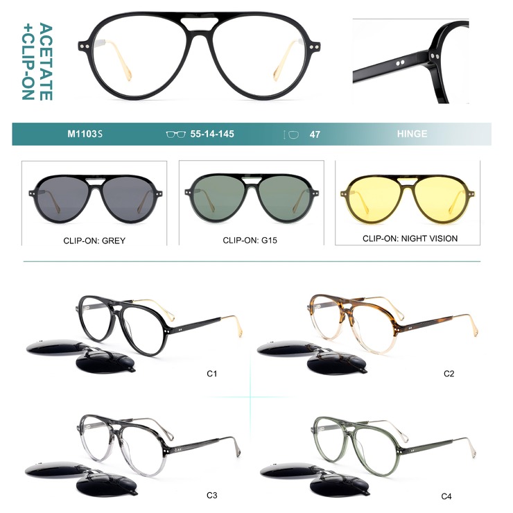 Оправа пластиковая из материала ацетат + насадка поляризационная солнцезащитная (клипон) Big City M1103S