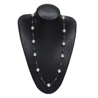 Металлическая нескользящая цепочка, с серой и белой жемчужиной, для очков и свитера GL432