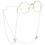 Металлическая нескользящая цепочка серебряного цвета, c ласточкой, для очков и масок GL061