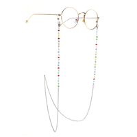 Silver-colored metal non-slip chain, with colorful triangular crystal, for glasses and masks GS036