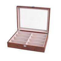 Glasses and frames holder display with 8 slots and cover, brown coating