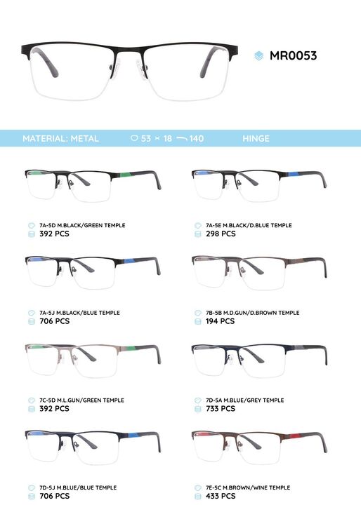 Металлическая оправа с дужками из материала TR-90 MR0053