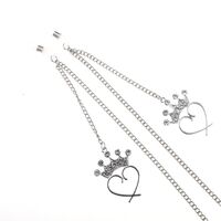 Silver-colored metal non-slip chain, with crown heart-shaped, for glasses and masks GL790