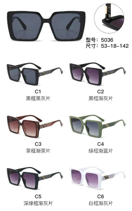 PC plastic sunglasses with metal hinge 5036W