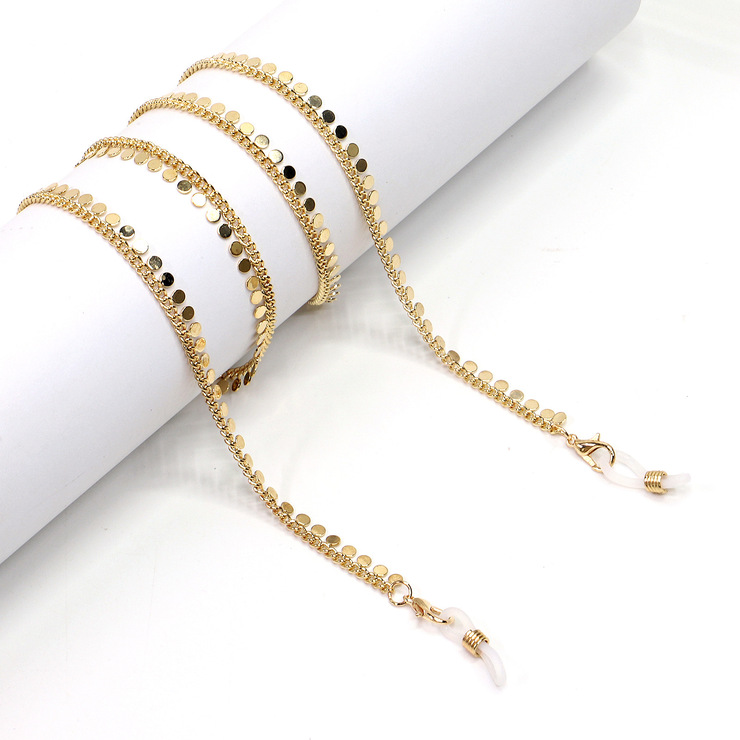 Металлическая цепочка золотистого цвета с дисками для очков GL1112