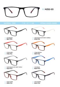TR-90 plastic frames for glasses, with spring hinges MZ02-03