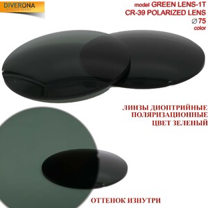 Линзы пластиковые поляризационные Ø75 мм POLARIZED GREEN LENS-1T (цена за пару)
