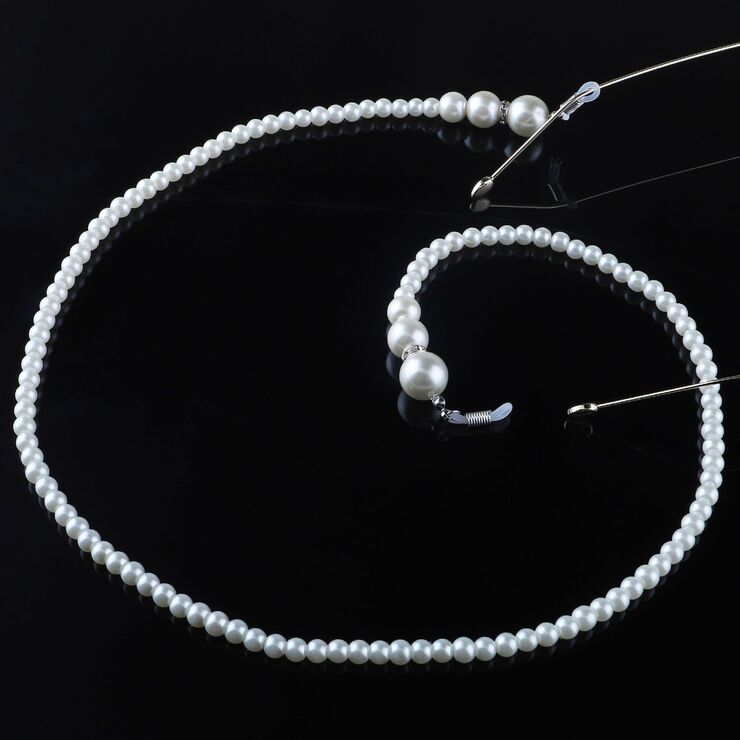 Metal non-slip chain, with round pearl beads, for glasses and masks GL175