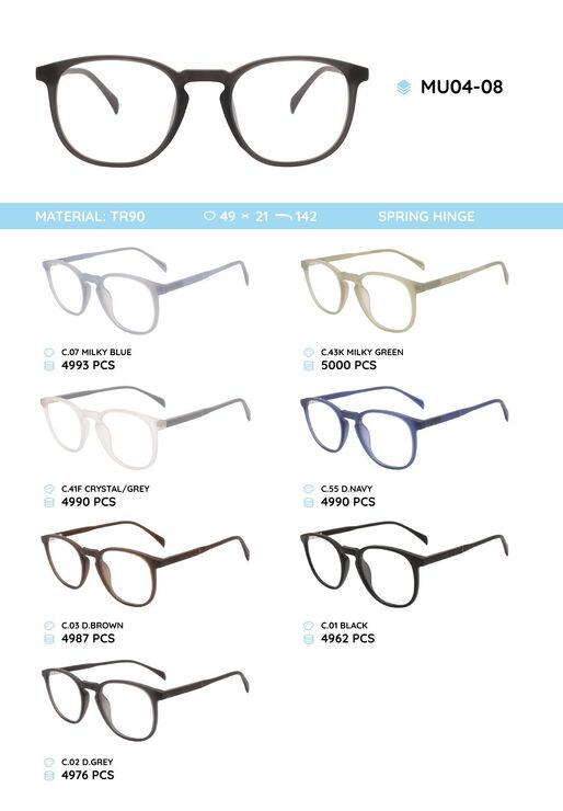 TR90 plastic eyeglasses frame MU04-08