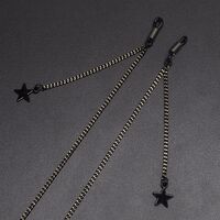 Black-colored metal non-slip chain, with pendant black star, for glasses and masks GL492