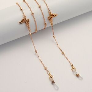 Металлическая нескользящая цепочка золотого цвета, с бабочкой, для очков и масок GL1869