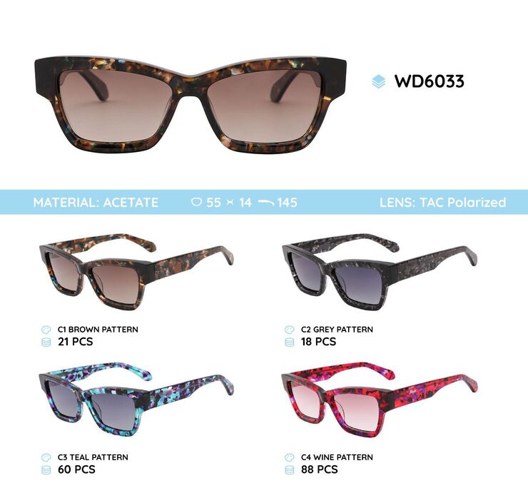 Plastic acetate frame polarized sunglasses WD6033