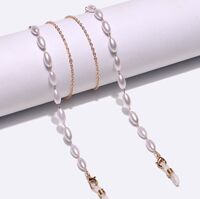 Gold-colored metal non-slip chain, with pearl, for glasses and masks GL1414