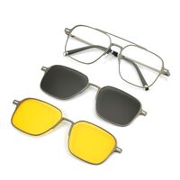 Metal Blue Ray Cut protection men's frame + magnet sunshade clip-on 7009-GT