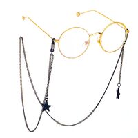 Black-colored metal non-slip chain, with pendant star, for glasses and masks GL498