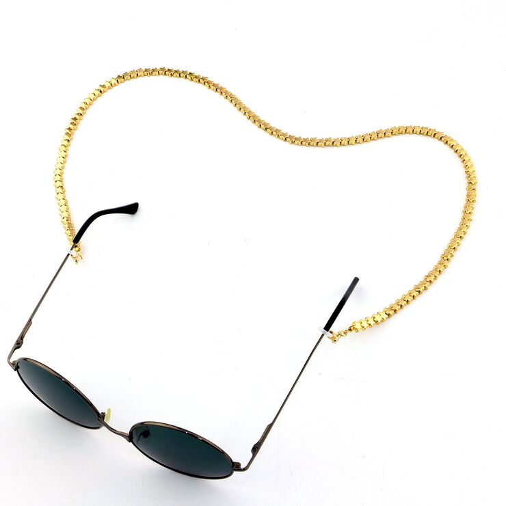 Gold-colored metal non-slip chain, with stars, for glasses and masks GL957
