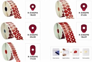 Липкий сегмент (липучки, слиперы, противоскользящие накладки для блокировки оптических линз) для линз, красный цвет R-OA029