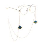 Gold-colored metal non-slip chain, with pendant planet, for glasses and masks GL814