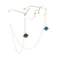 Gold-colored metal non-slip chain, with pendant planet, for glasses and masks GL814