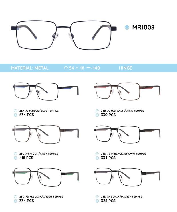 Metal frame with temples made of TR-90 material MR1008