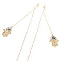 Gold-colored metal non-slip chain, with pendant palm and rhinestone, for glasses and masks GL245